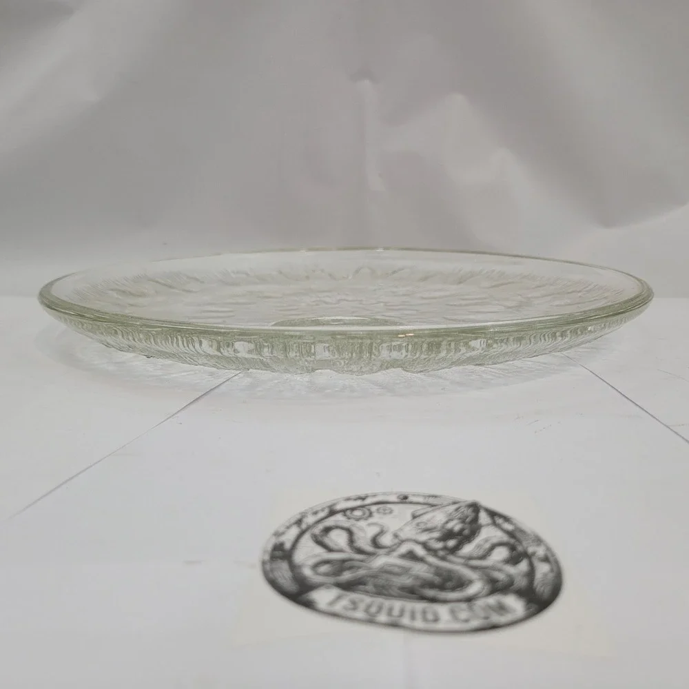 Iittala Ultima Thule Platter Clear Textured Glass 11.5in Tapio Wirkkala